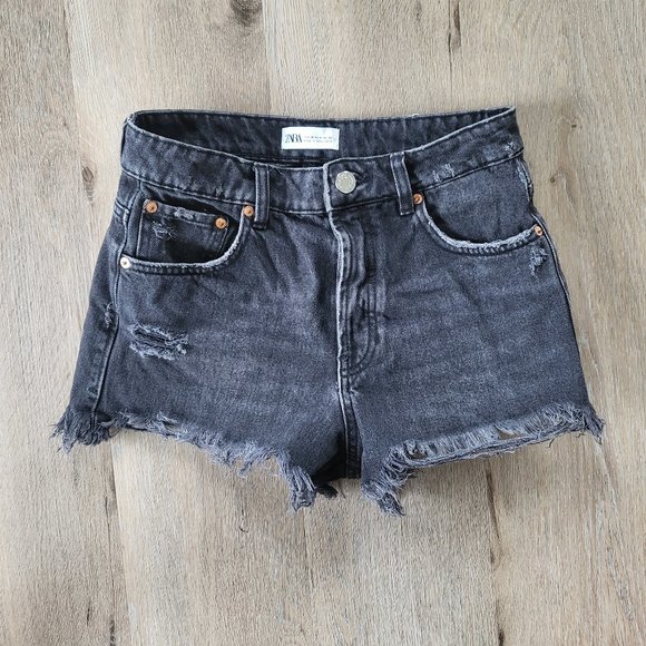 Zara Pants - Zara Distressed Denim Shorts Dark Wash